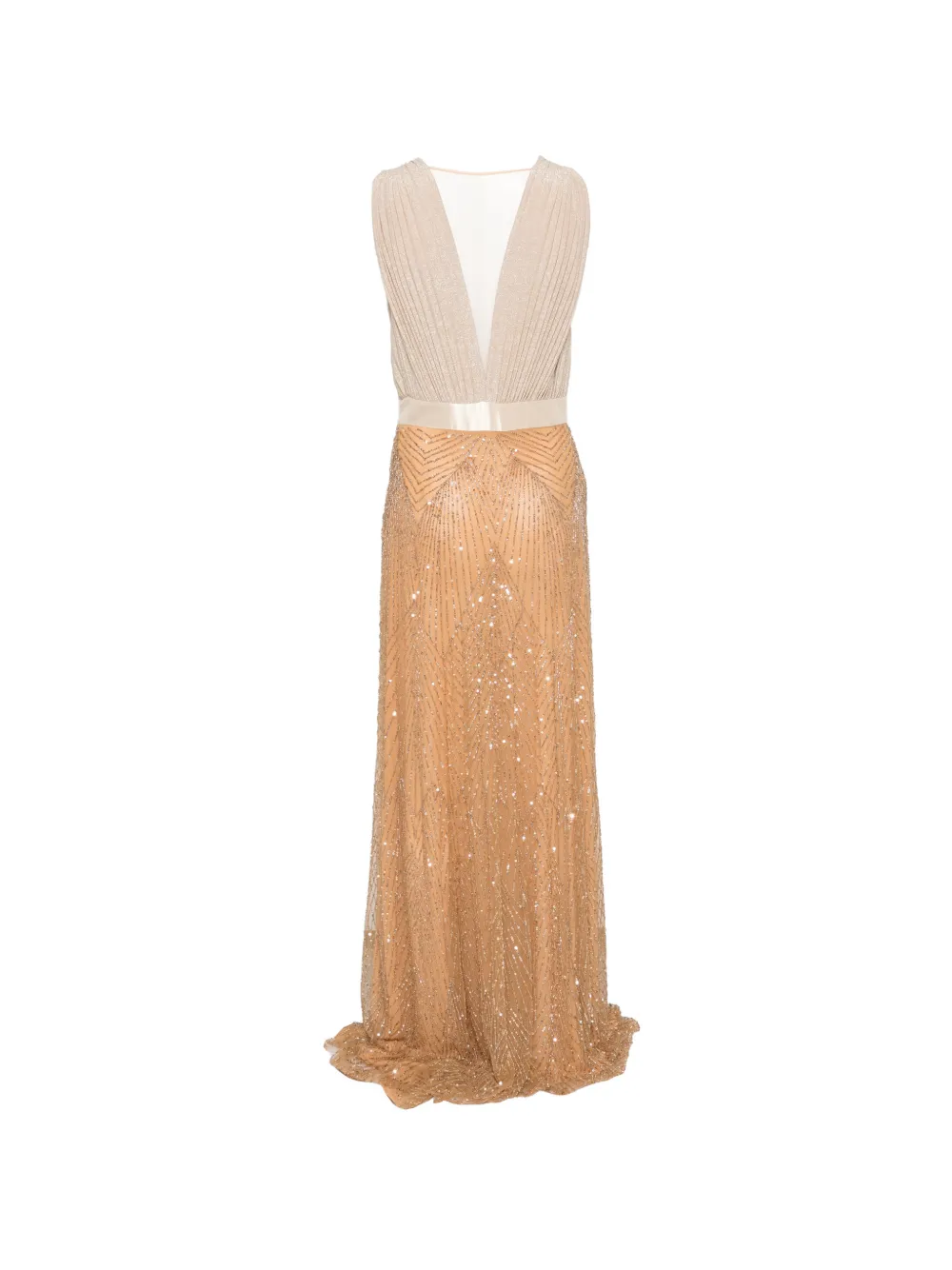 Elisabetta Franchi Maxi-jurk verfraaid met pailletten Beige