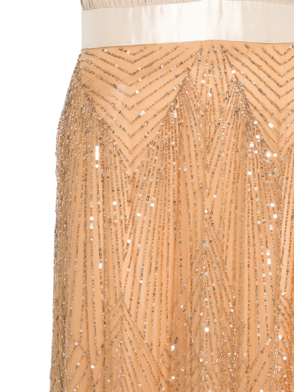 Elisabetta Franchi Maxi-jurk verfraaid met pailletten Beige
