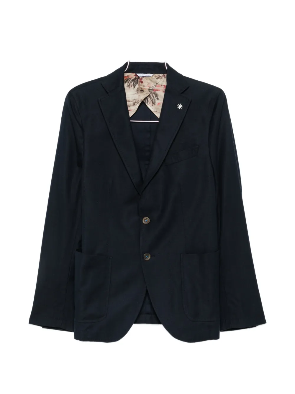 Manuel Ritz notched-lapel single-breasted cotton blazer - Blau
