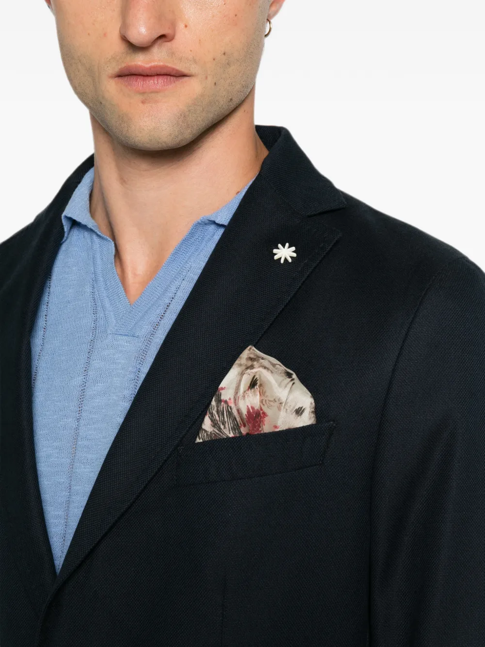 Manuel Ritz Katoenen blazer met enkele rij knopen en gekerfde revers Blauw