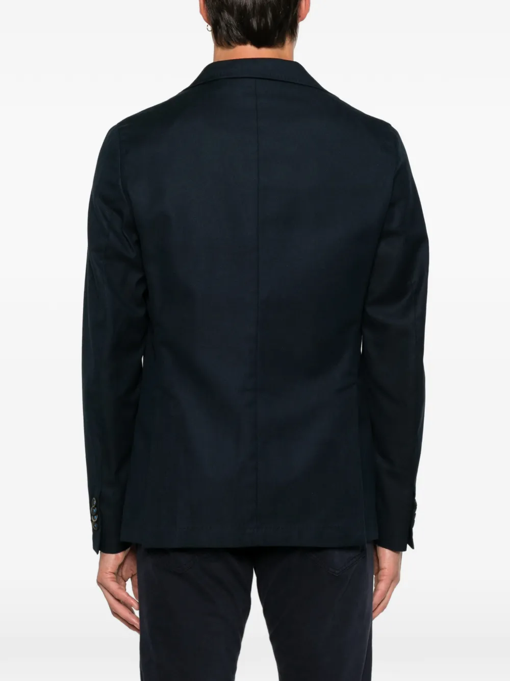 Manuel Ritz Katoenen blazer met enkele rij knopen en gekerfde revers Blauw