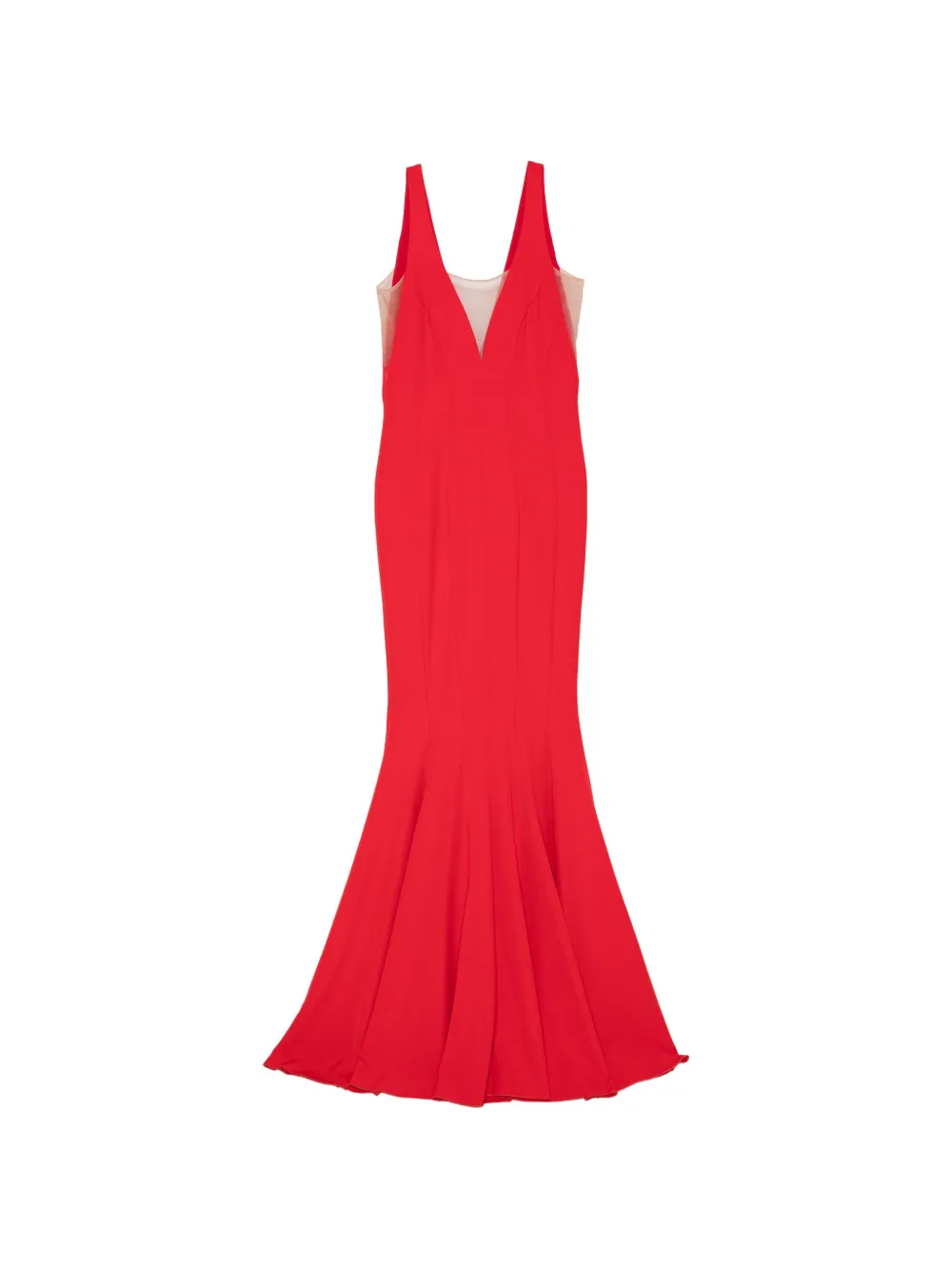 ALESSANDRO LEGORA sheer-panel V-neck maxi dress - Rot