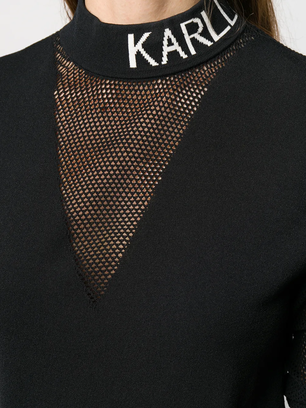 Karl Lagerfeld T-shirt met logo en geperforeerde details Zwart