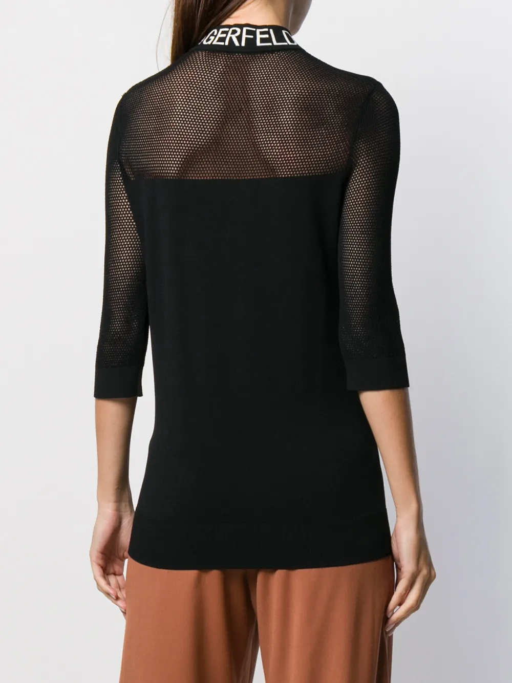 Karl Lagerfeld T-shirt met logo en geperforeerde details Zwart