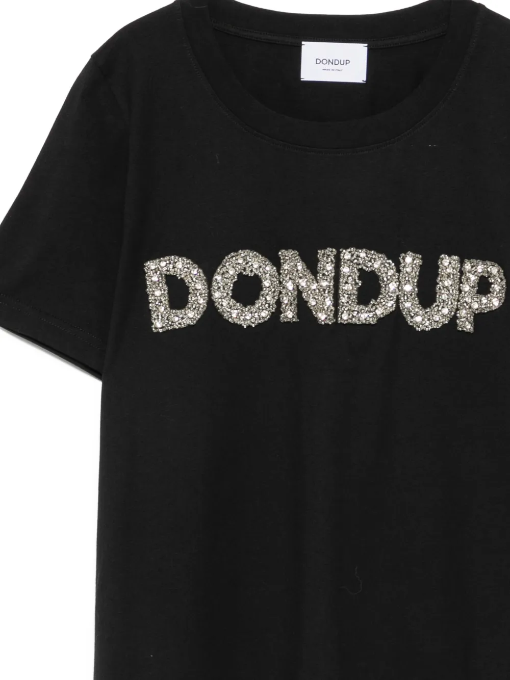 DONDUP Katoenen T-shirt verfraaid met kristallen en logo Zwart