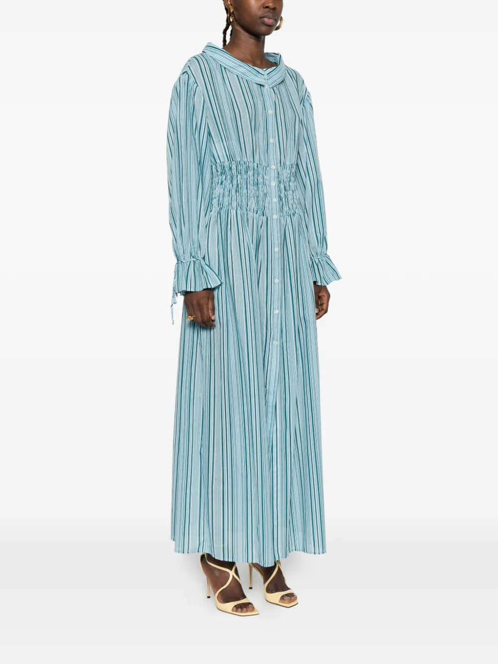 PINKO Jurk met ruches en strepen Blauw