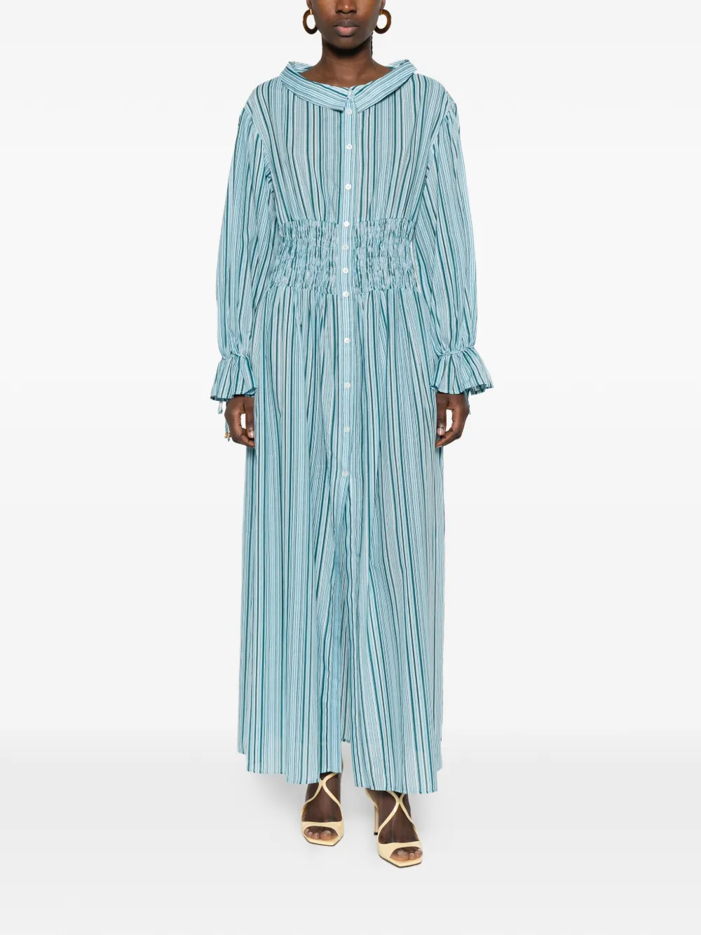 PINKO Jurk met ruches en strepen Blauw