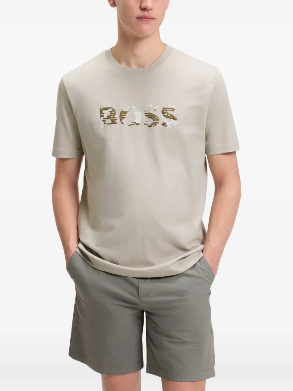 BOSS T-shirt met logo Grijs
