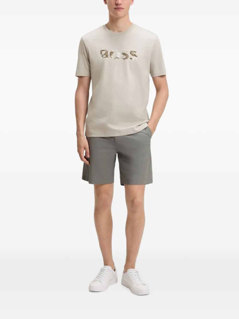 BOSS T-shirt met logo Grijs