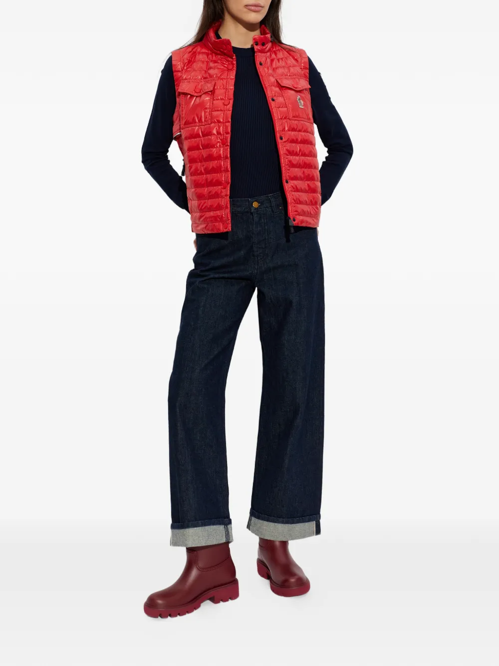  Moncler Grenoble Logo Ribbed Top - Blue 