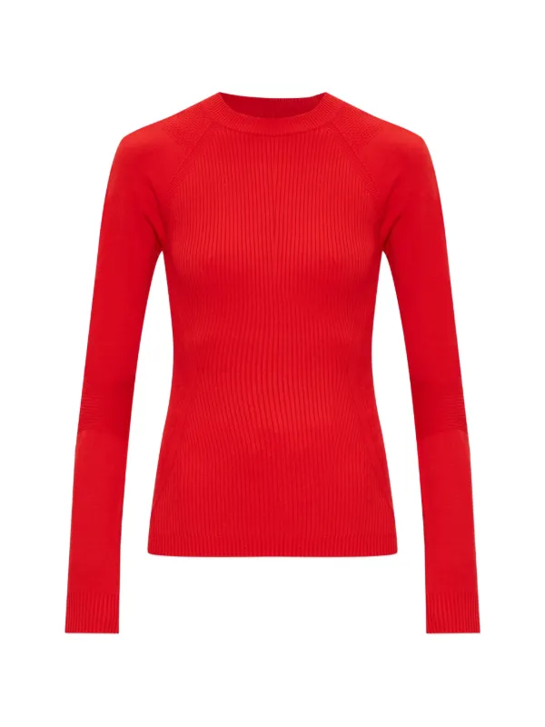 Moncler Grenoble Logo Ribbed Top in Red