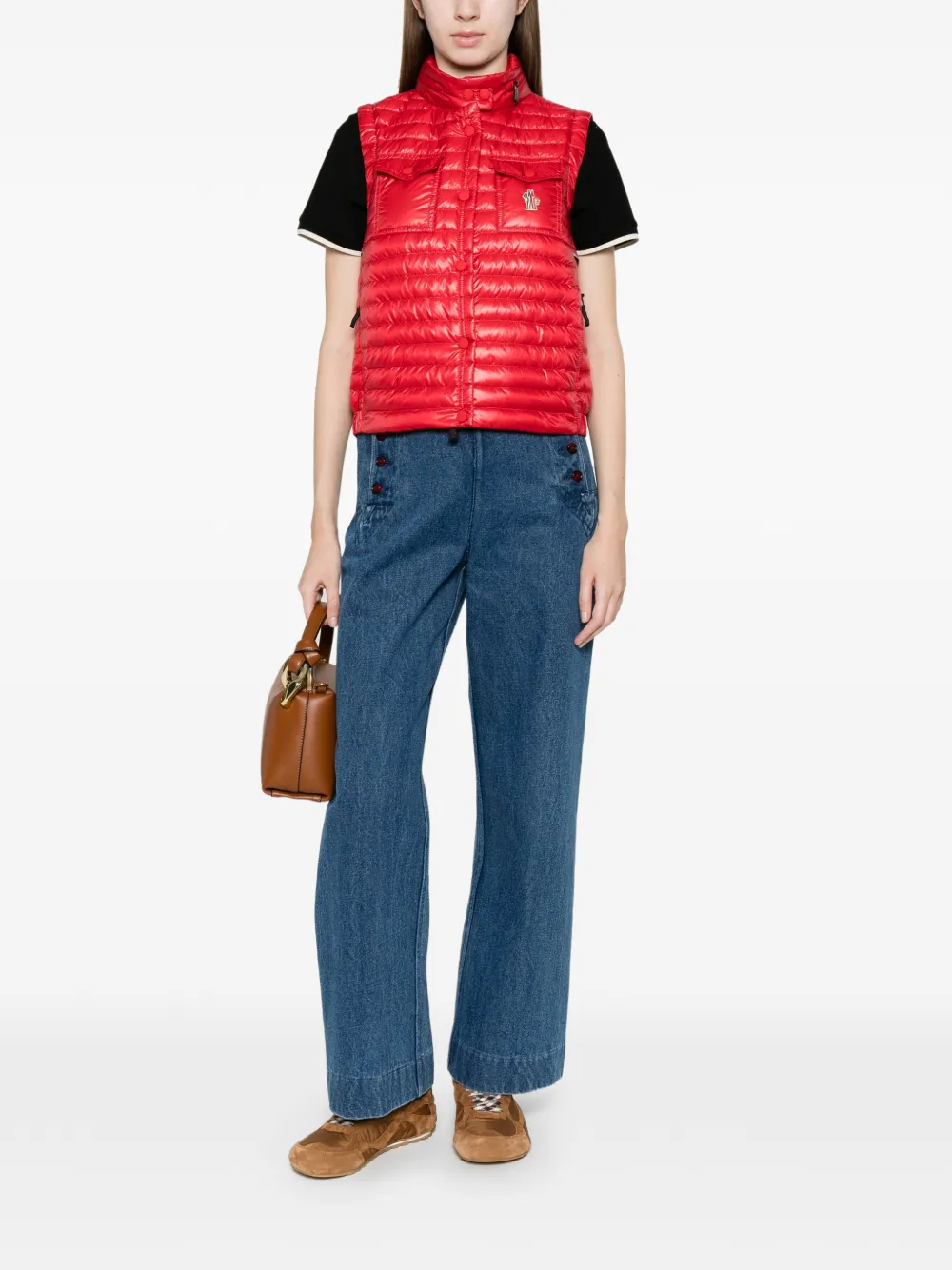 Moncler Grenoble Gumiane mouwloze bodywarmer Rood