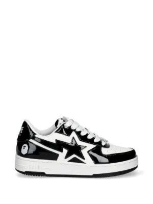 A BATHING APE® Bape Sta エナメルレザースニーカー | ブラック
