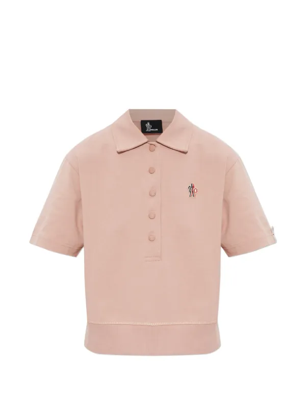 Moncler Grenoble Logo-patch Cotton Polo Shirt in Neutrals