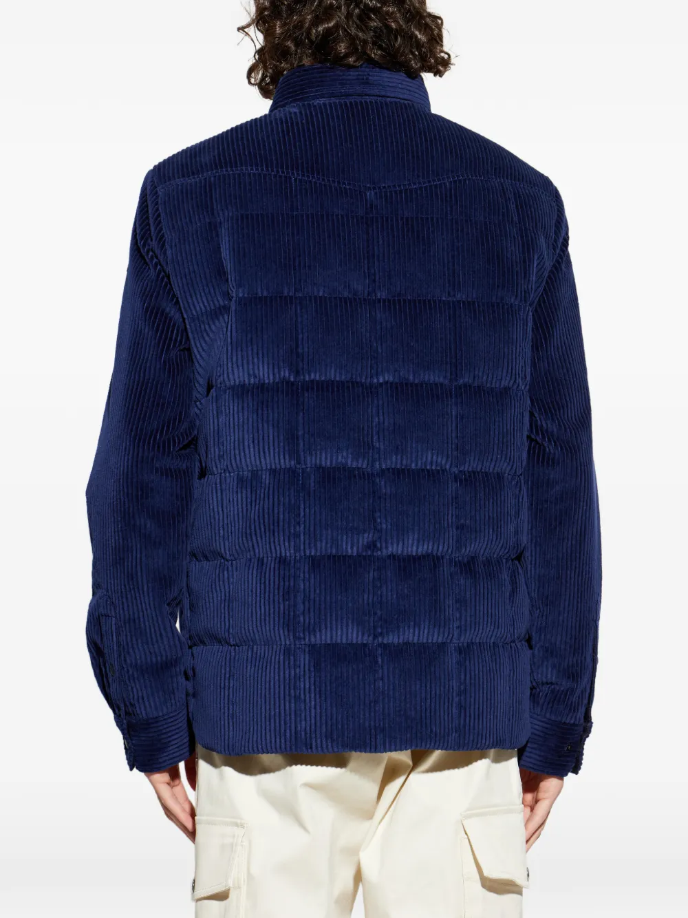 Moncler Grenoble Gelt shirtjack met ribfluwelen zak Blauw