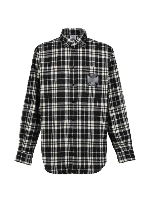 VETEMENTS check-pattern logo-appliqué shirt