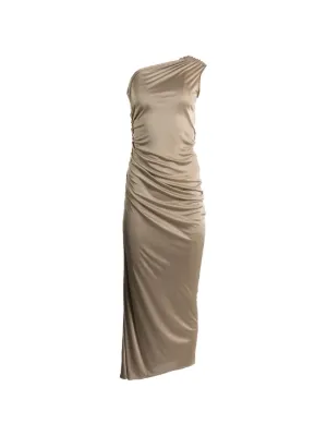 green emerald velvet dress Asymmetrical Gathered Gown