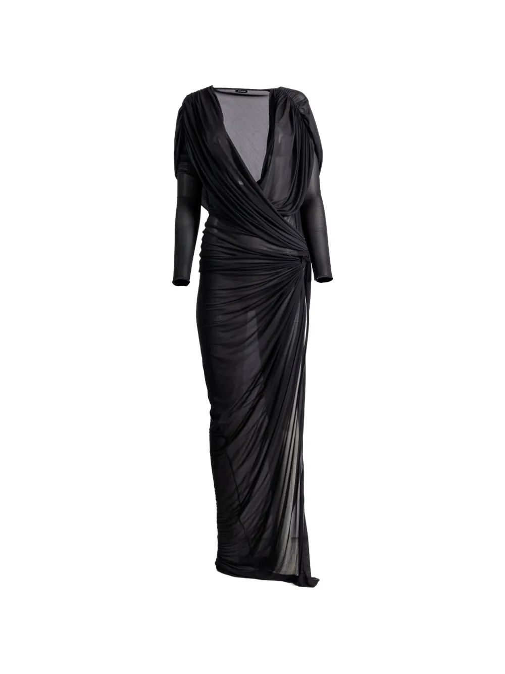 Atlein v-neck draped dress - Nero