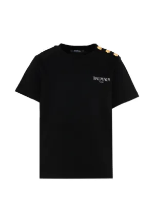 BALMAIN　KIDS ラミネートロゴＴシャツ Balmain Kids logo-embellished T-shirt | Black | FARFETCH