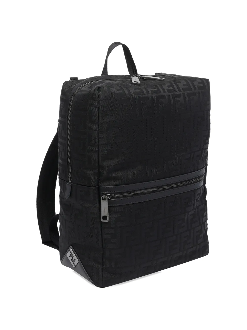 Fendi Lui Ff-motif Zip Backpack In Black