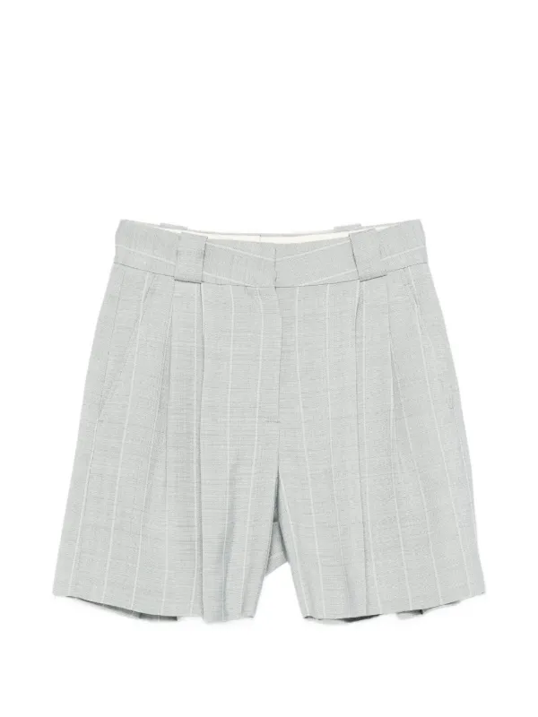 BLAZÉ Milano After You Fell Pinstripe Pleated Shorts in Blue