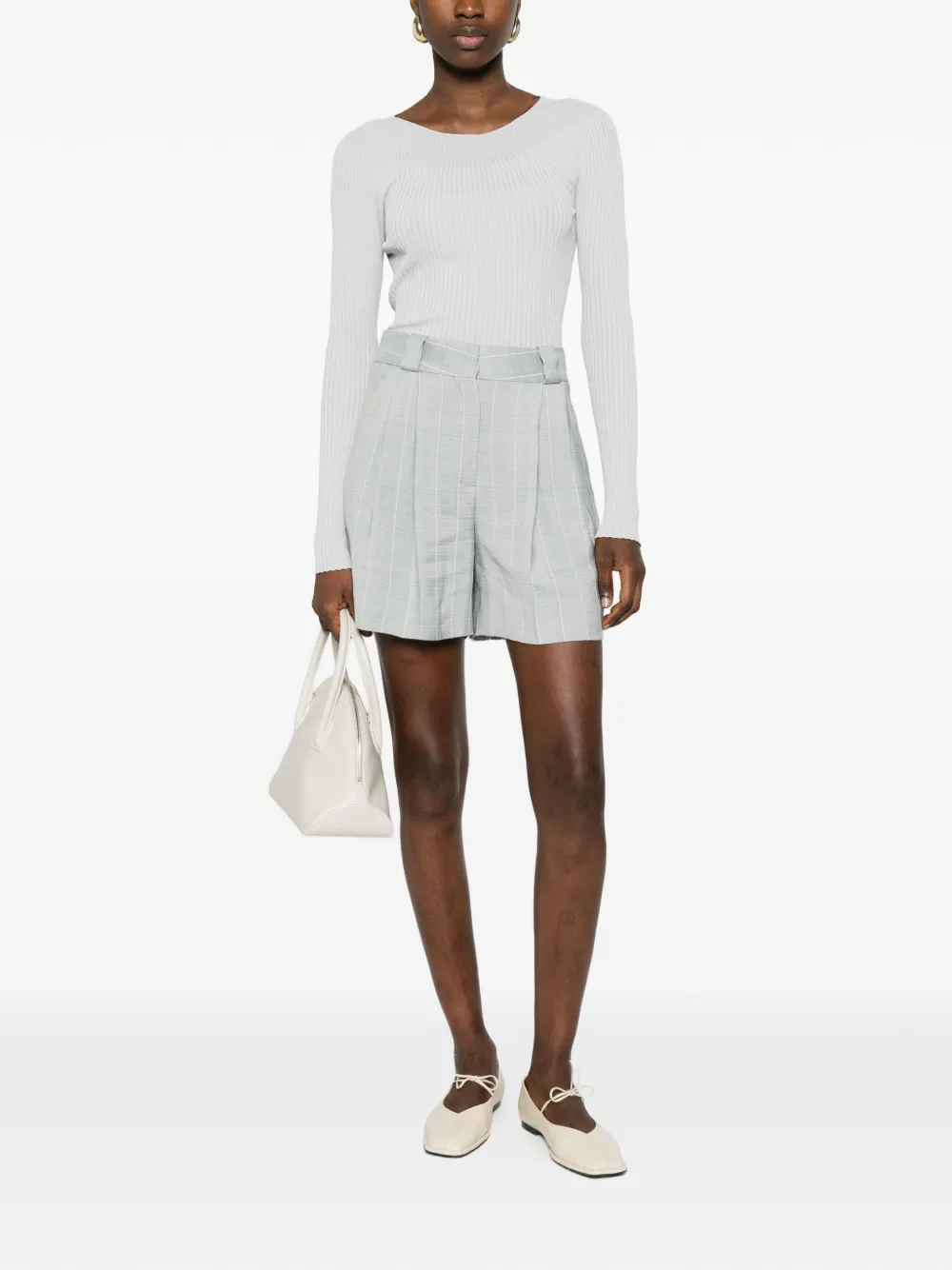 After You Fell Pinstripe Pleated Shorts
