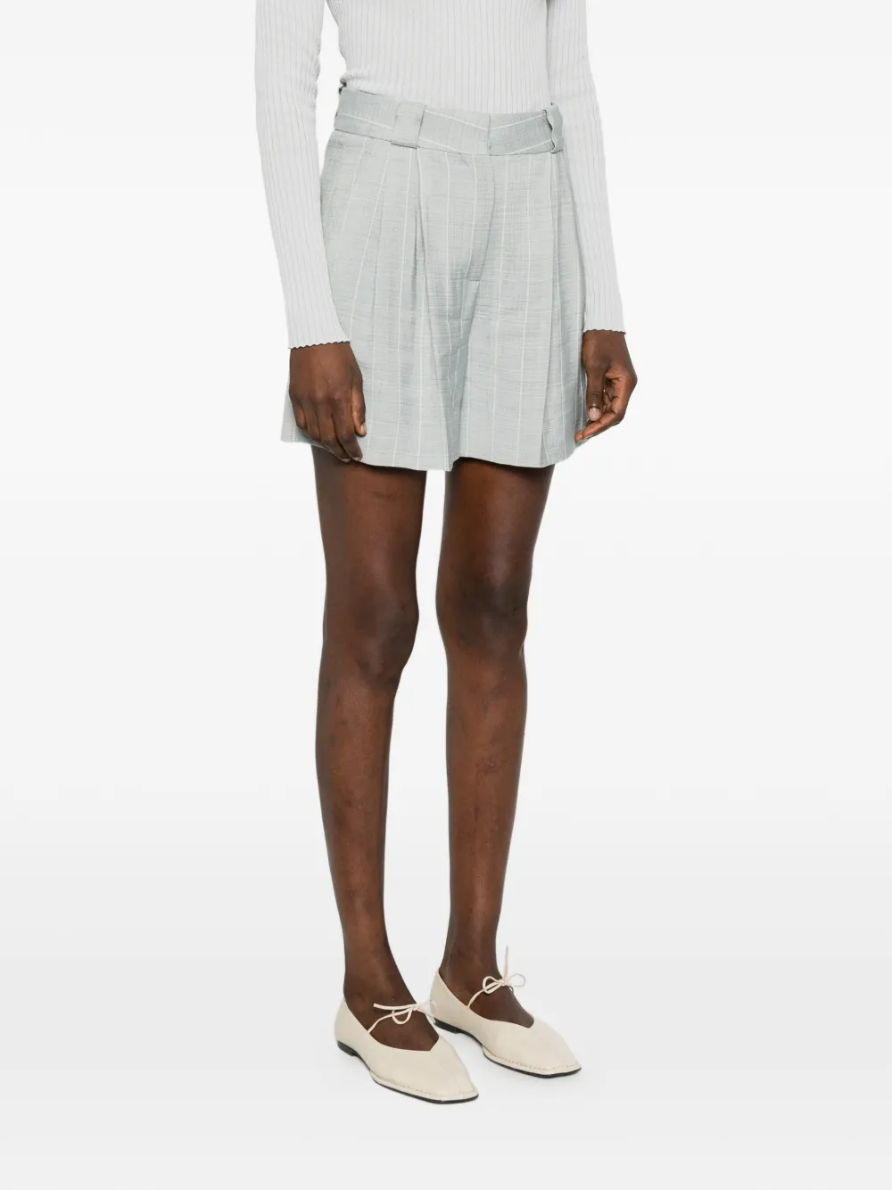 After You Fell Pinstripe Pleated Shorts
