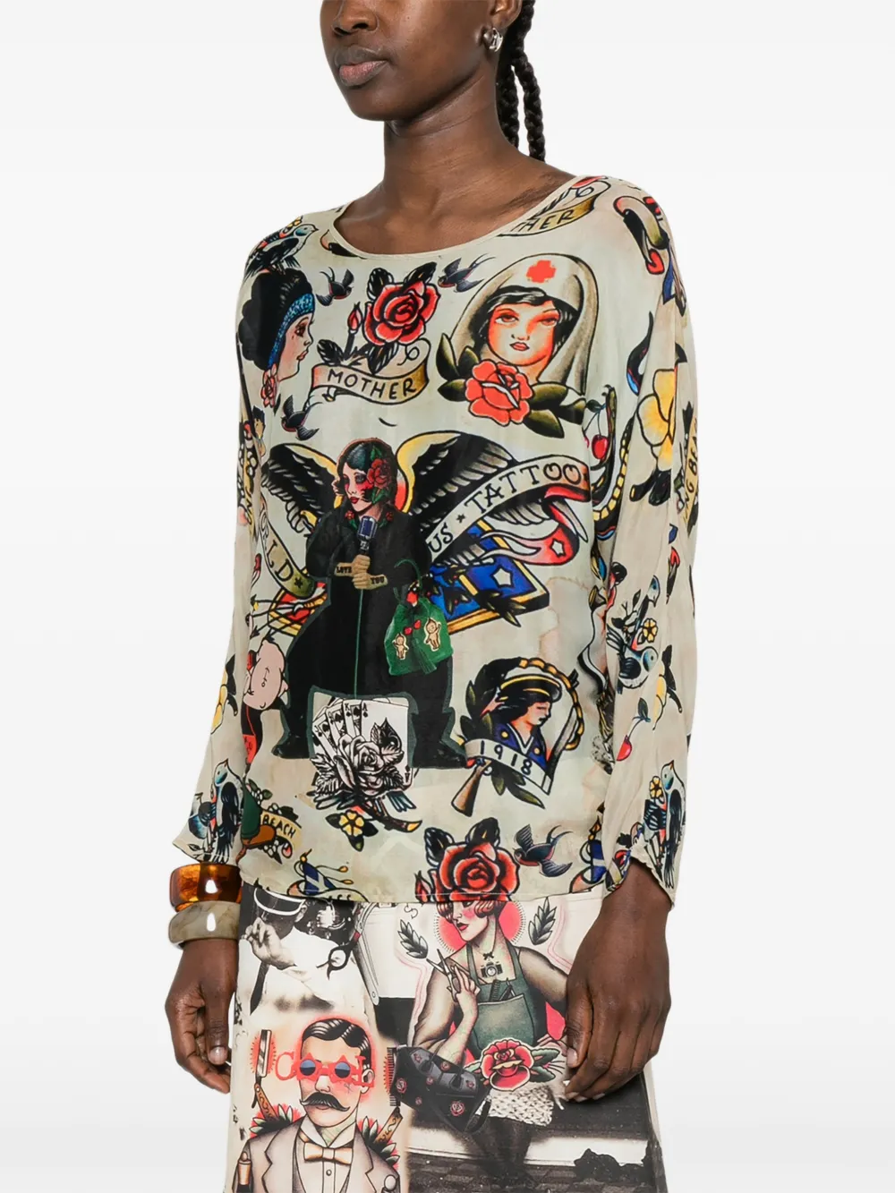  The Artistylist Singer Pattern Blouse - Grey 