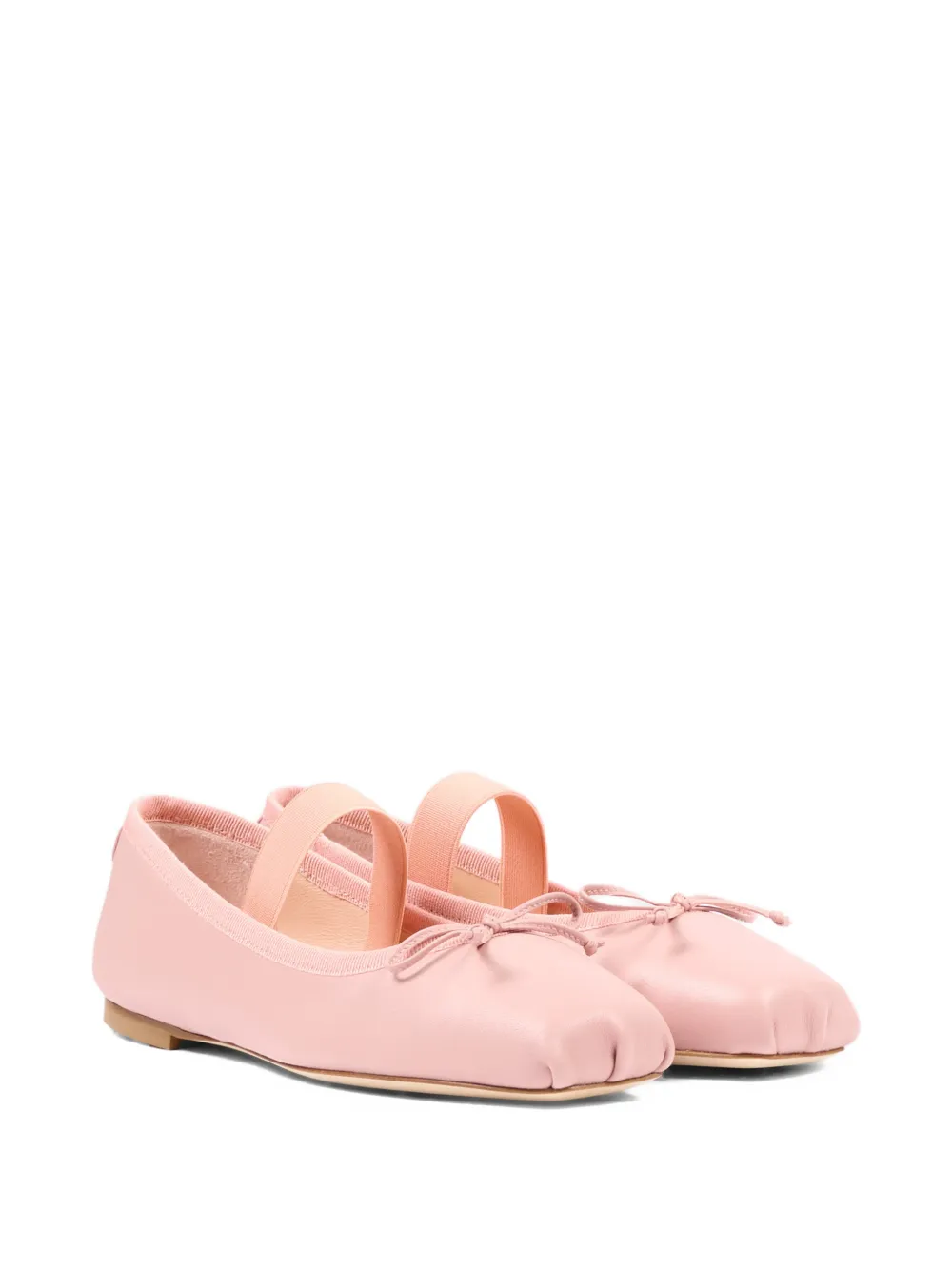 Dolce & Gabbana Kids bow strap leather ballerinas Roze