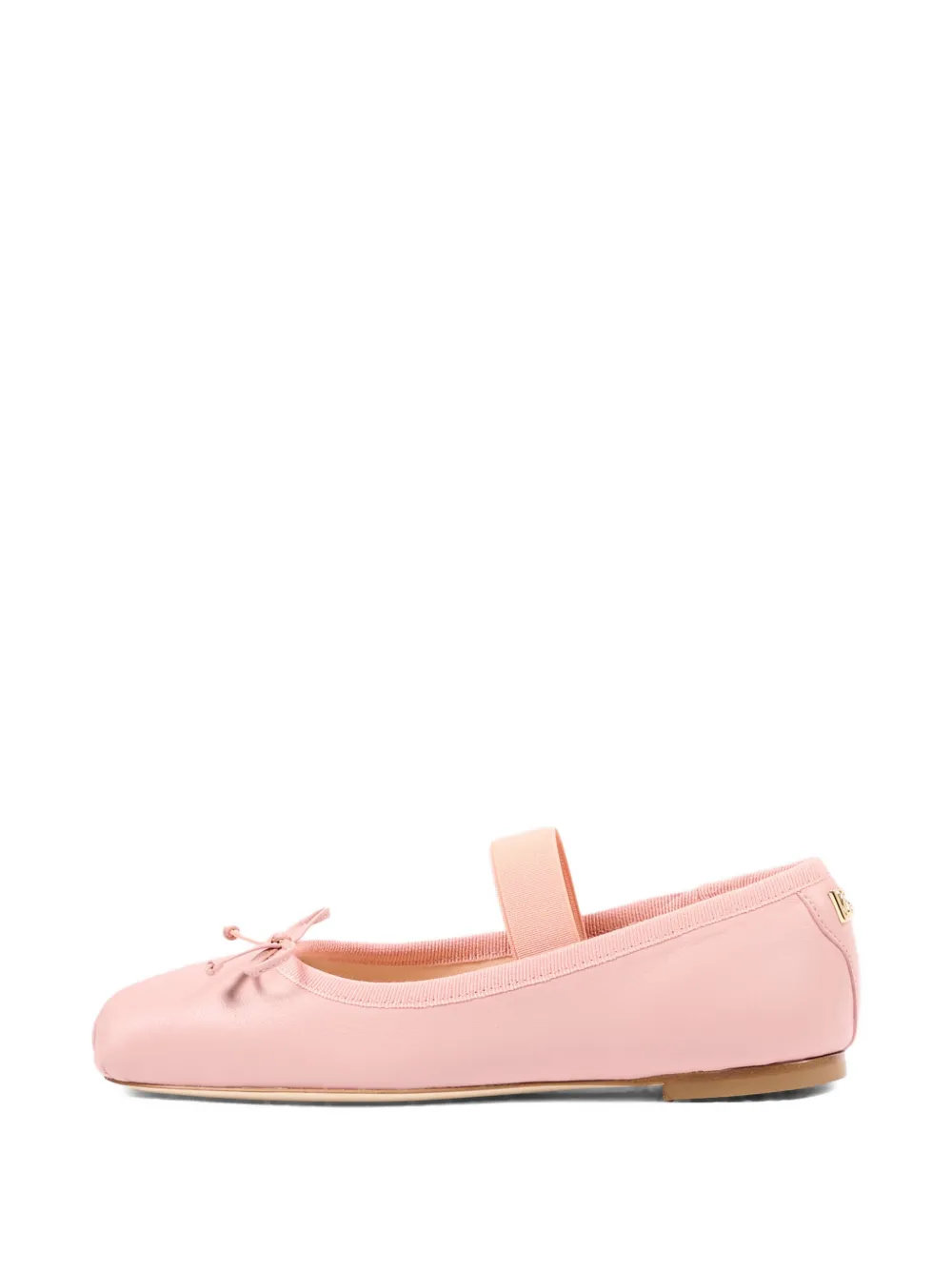 Dolce & Gabbana Kids bow strap leather ballerinas Roze