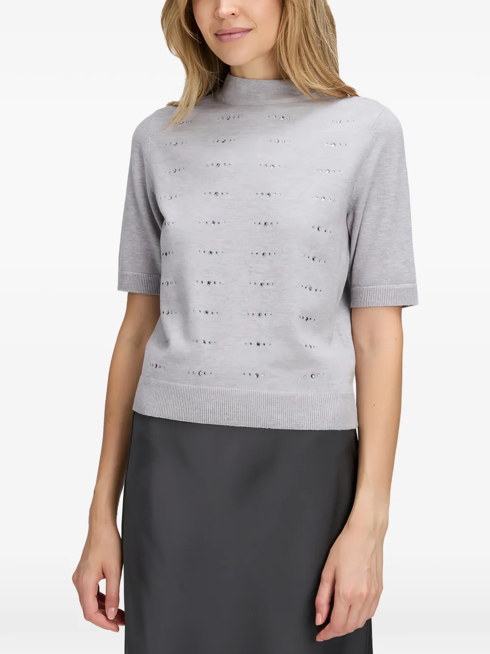  Betty Barclay Beaded Short-sleeve T-shirt - Grey 