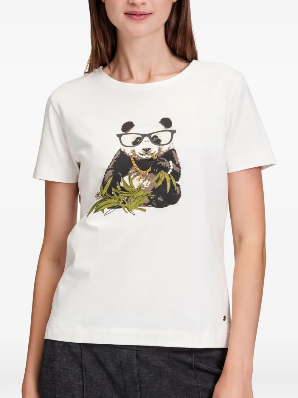 BETTY & CO T-shirt met ronde hals en panda-print Wit