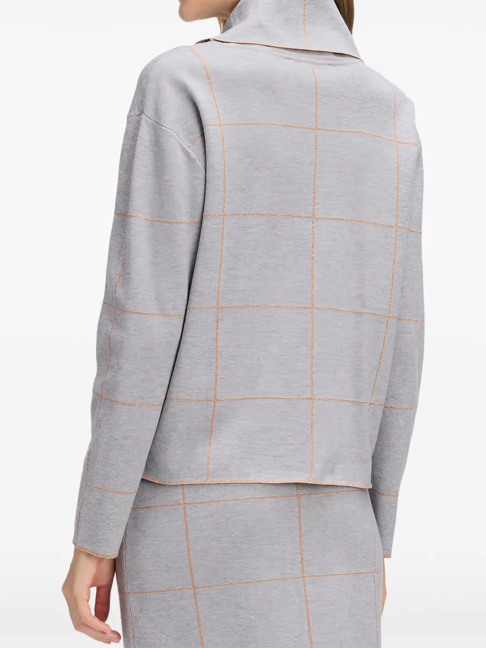  Betty Barclay Check Roll-neck Sweater - Grey 