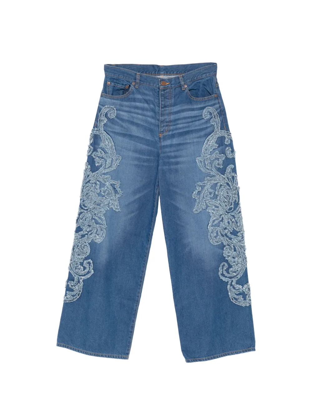 Taakk floral-appliqué jeans - Blu