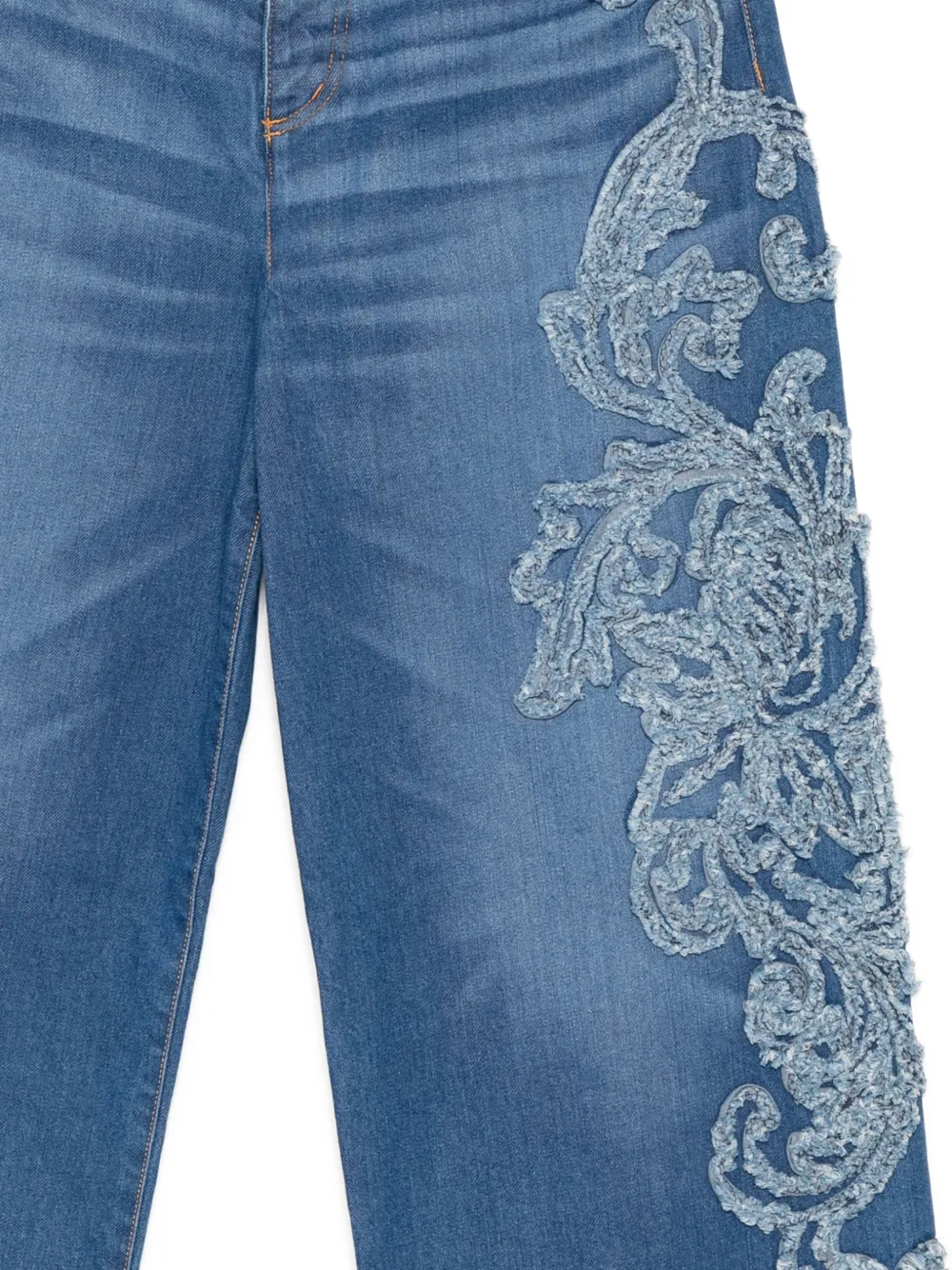  Taakk Vaqueros Con Apliques Florales - Azul 