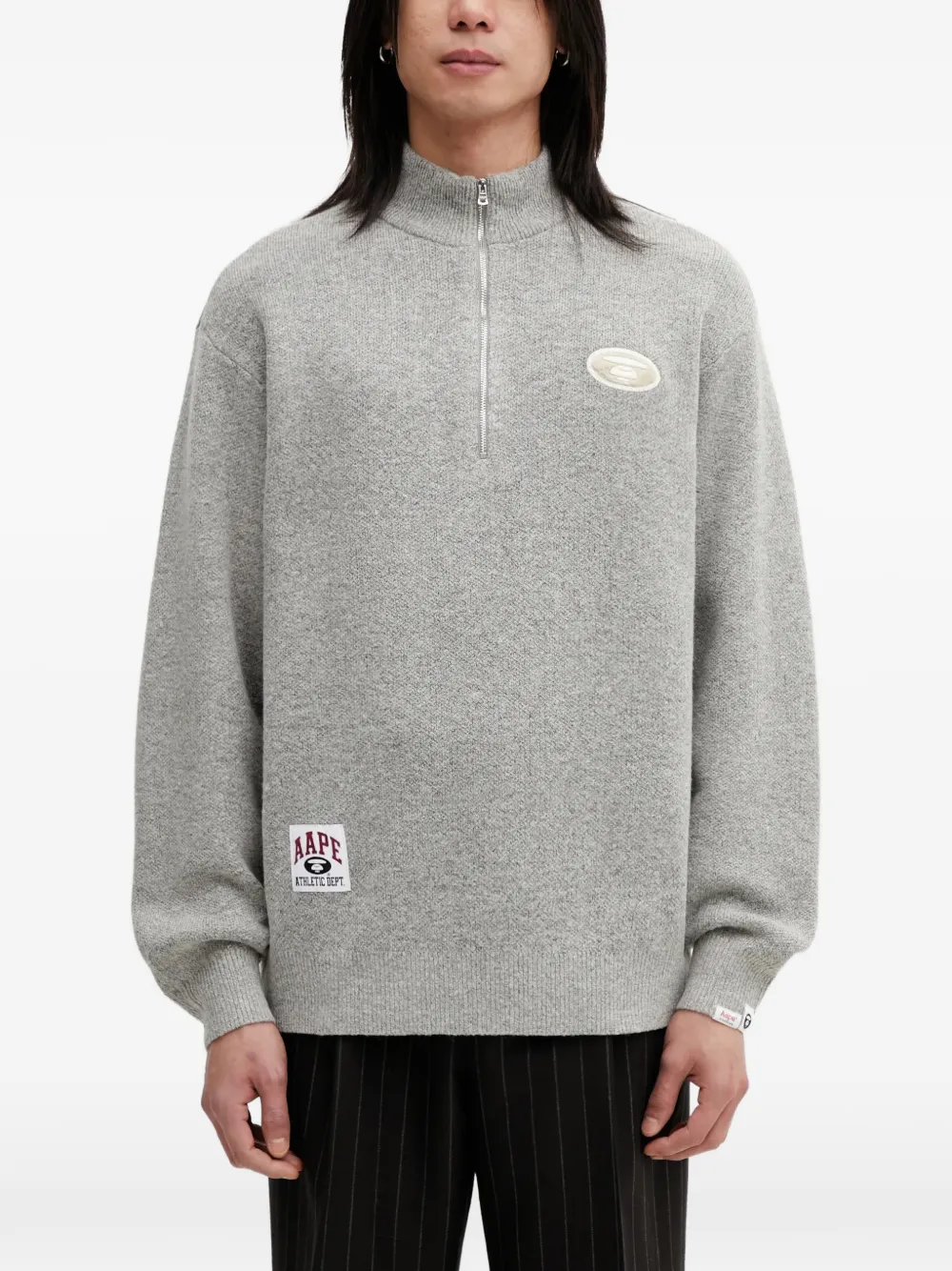 AAPE BY *A BATHING APE® Maglione APEUNVS con mezza zip - Grigio