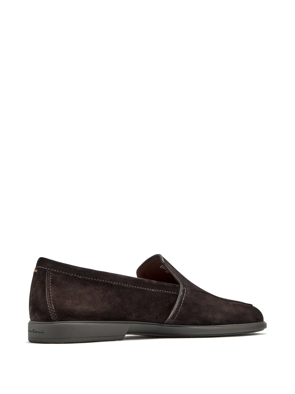Santoni dark brown topstitched loafers Bruin