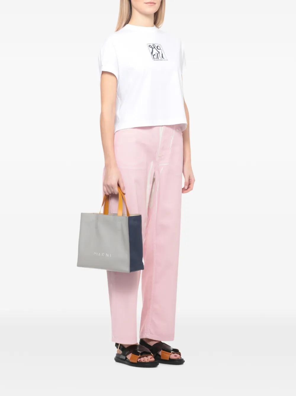  Marni Museo Soft Colourblock Leather Tote Bag - Grey 