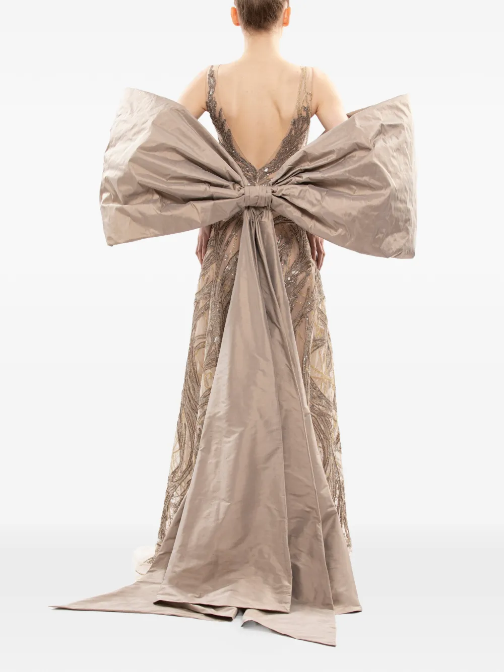 Saiid Kobeisy Maxi-jurk verfraaid met pailletten Beige
