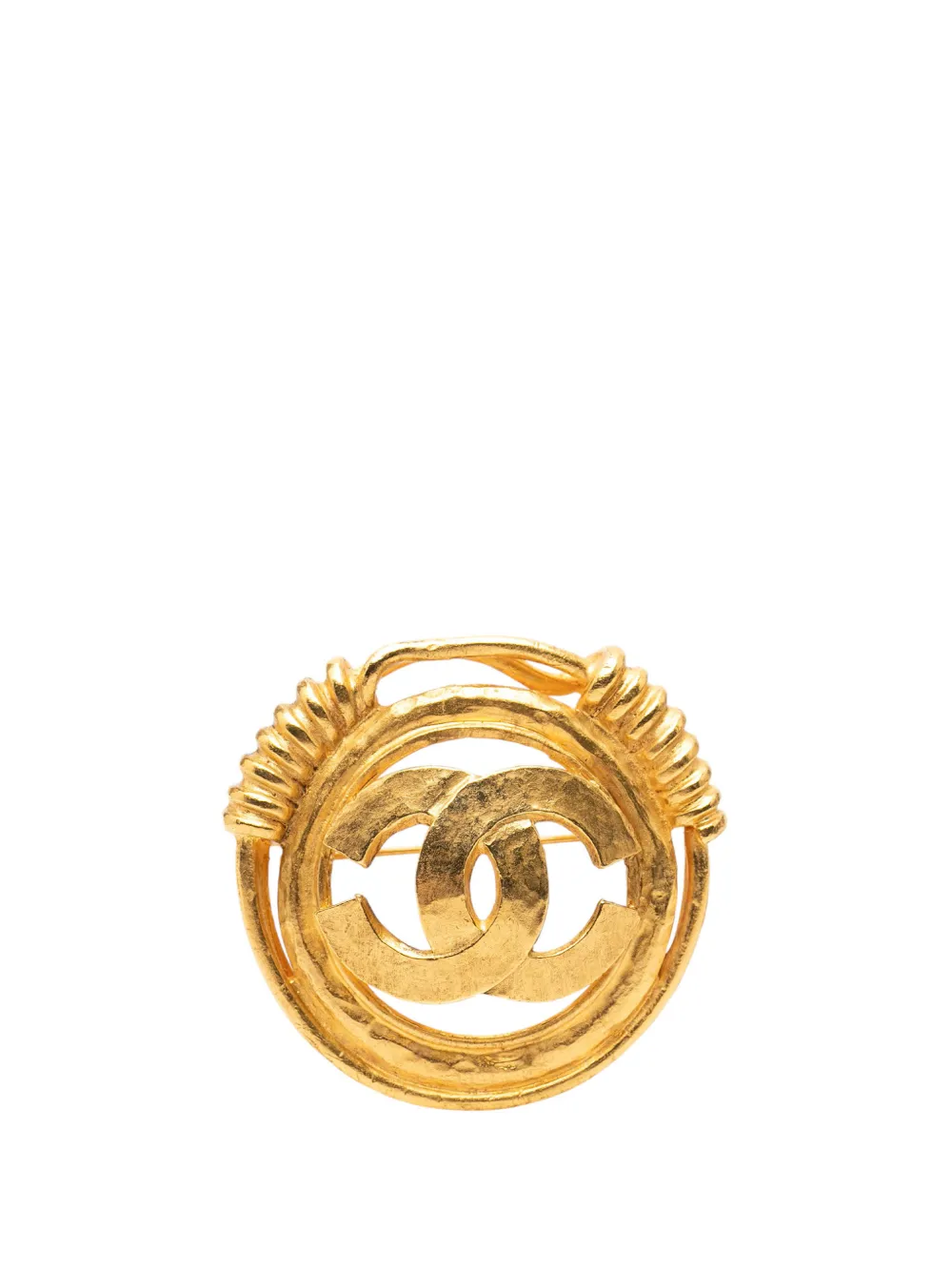 CHANEL Pre-Owned 1994 Gold Plated CC Spring Round Brooch costume brooch - Oro