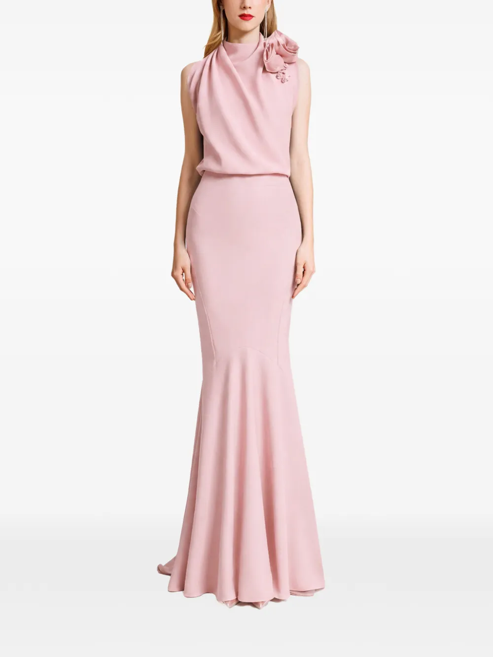 Gemy Maalouf floral-draped crepe dress - Rosa