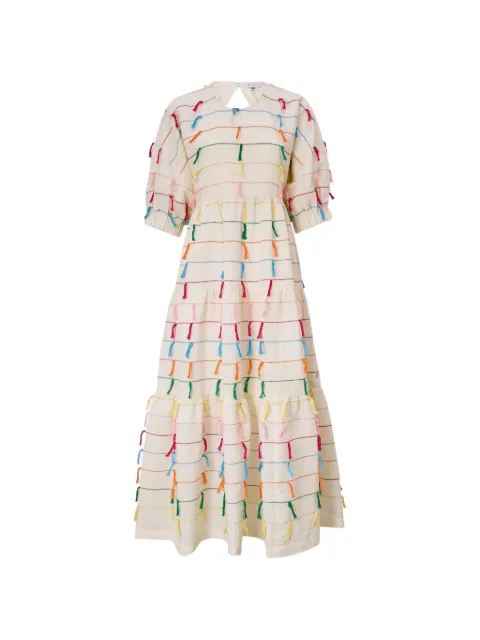 Mira Mikati vestido midi con flecos