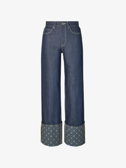 Tory Burch vaqueros rectos con monograma T