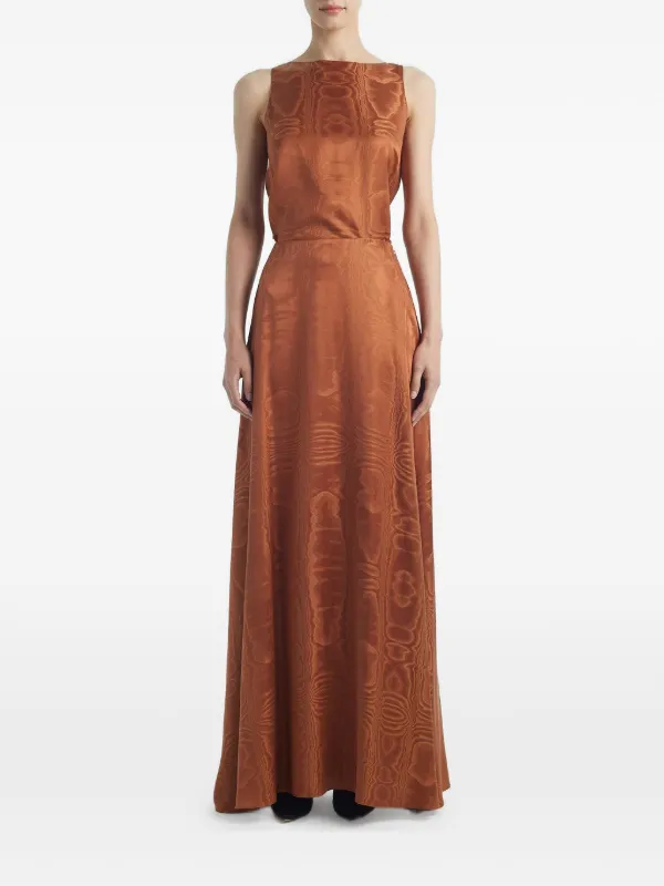 Adam Lippes Nova Patterned Maxi Skirt in Brown