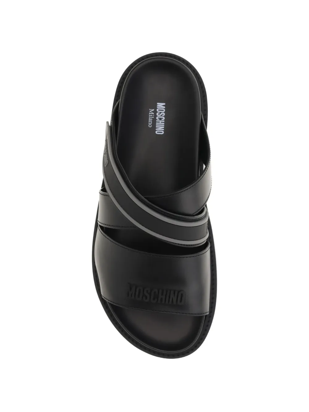Moschino logo-strap slides Zwart