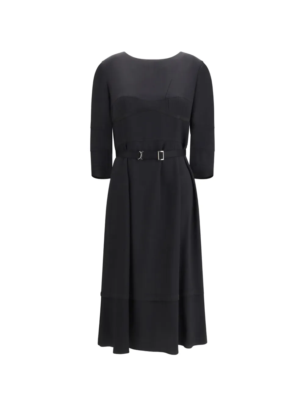 Prada belted-waist midi dress - Schwarz