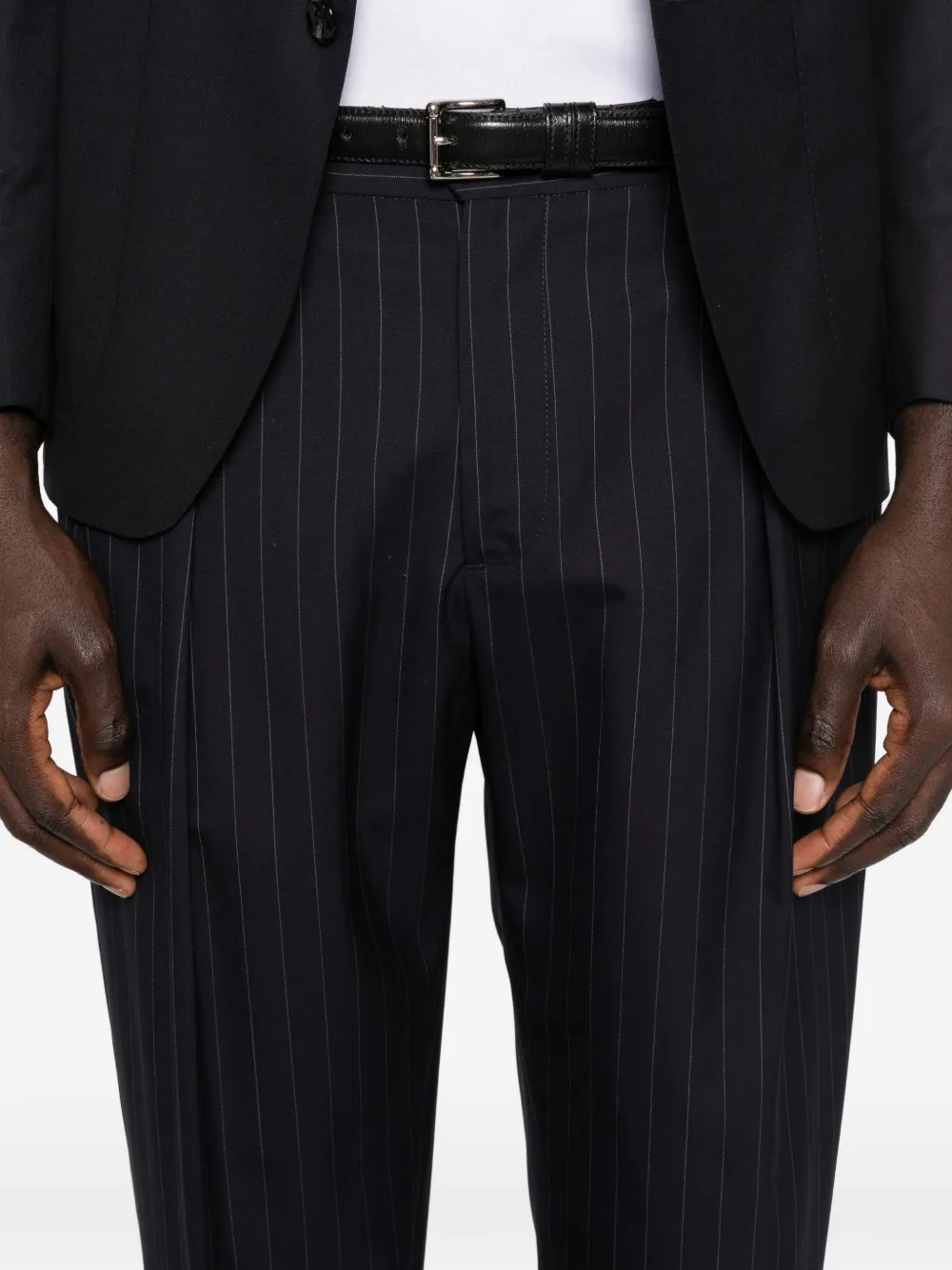 Briglia 1949 Portobello geplooide broek met krijstreep Blauw