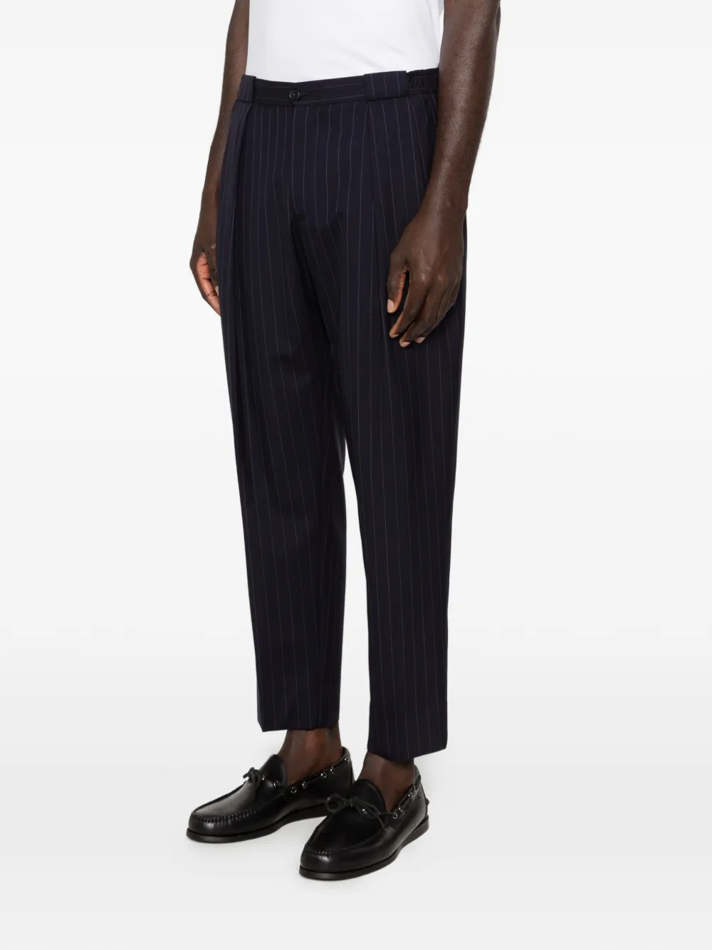 Briglia 1949 Portobello geplooide broek met krijstreep Blauw