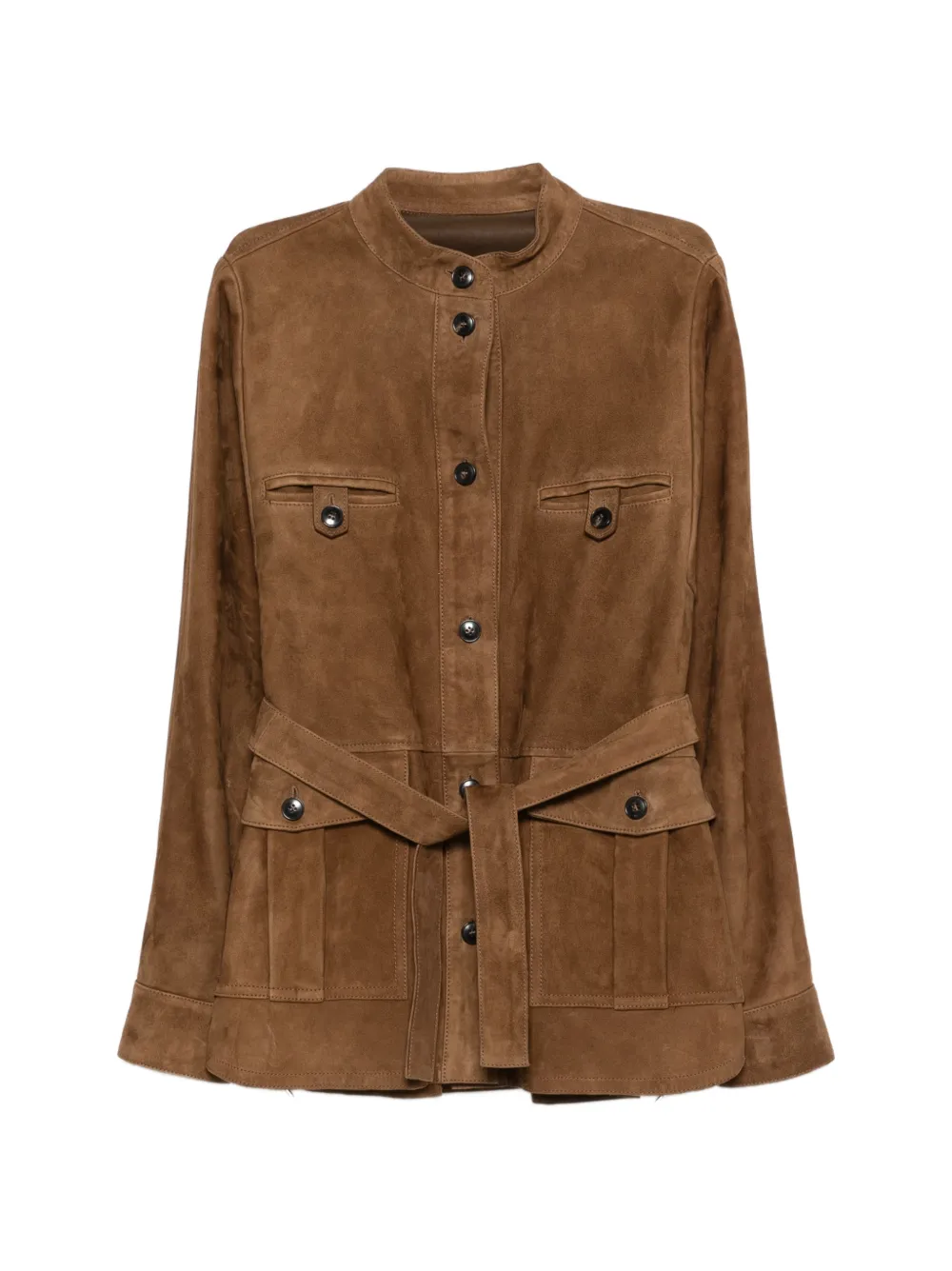 Yves Salomon belted leather jacket - Marrone