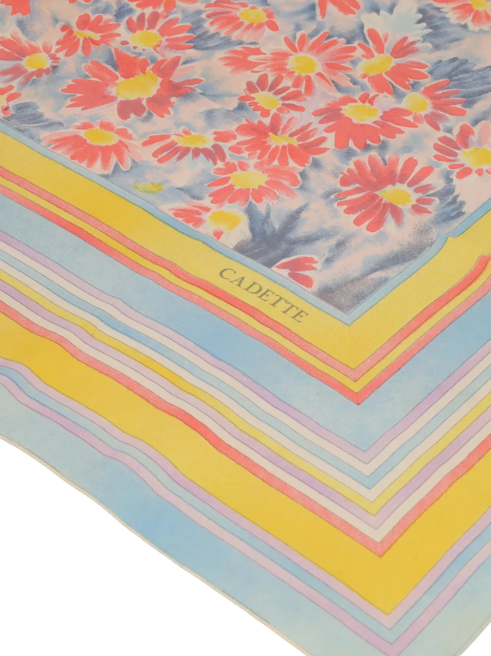  Cadette Flower-patterned Scarf - Blue 